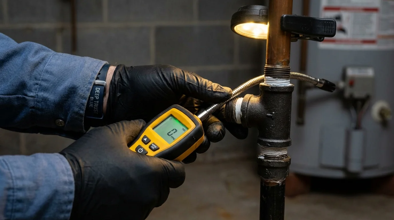 Gas leak detection with electronic sniffer by Johns Plumbing LLC in Cisco