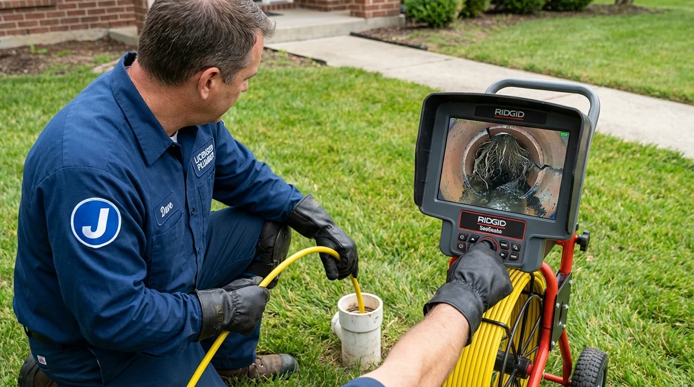 Sewer camera inspection being performed by Johns Plumbing LLC in Cisco