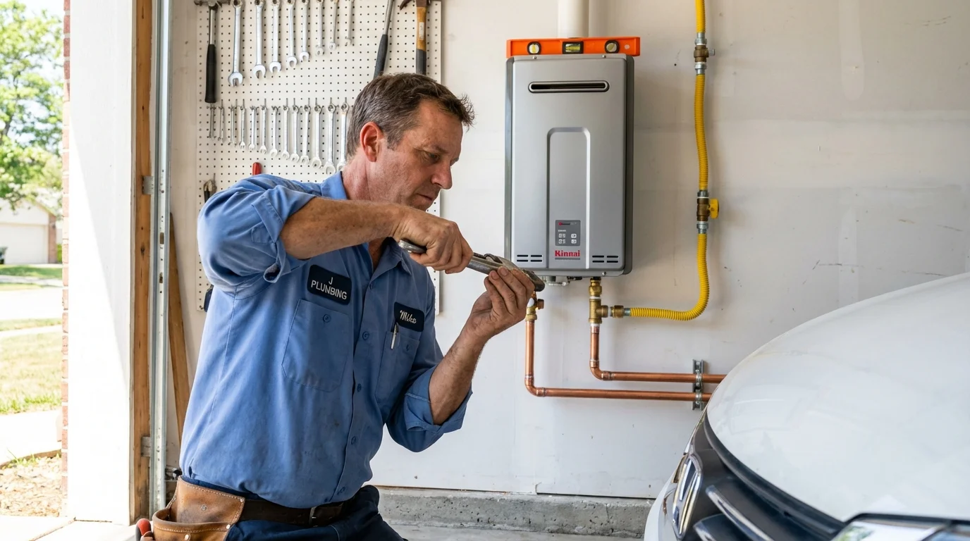 Tankless water heater installation by a Johns Plumbing LLC plumber in Cisco